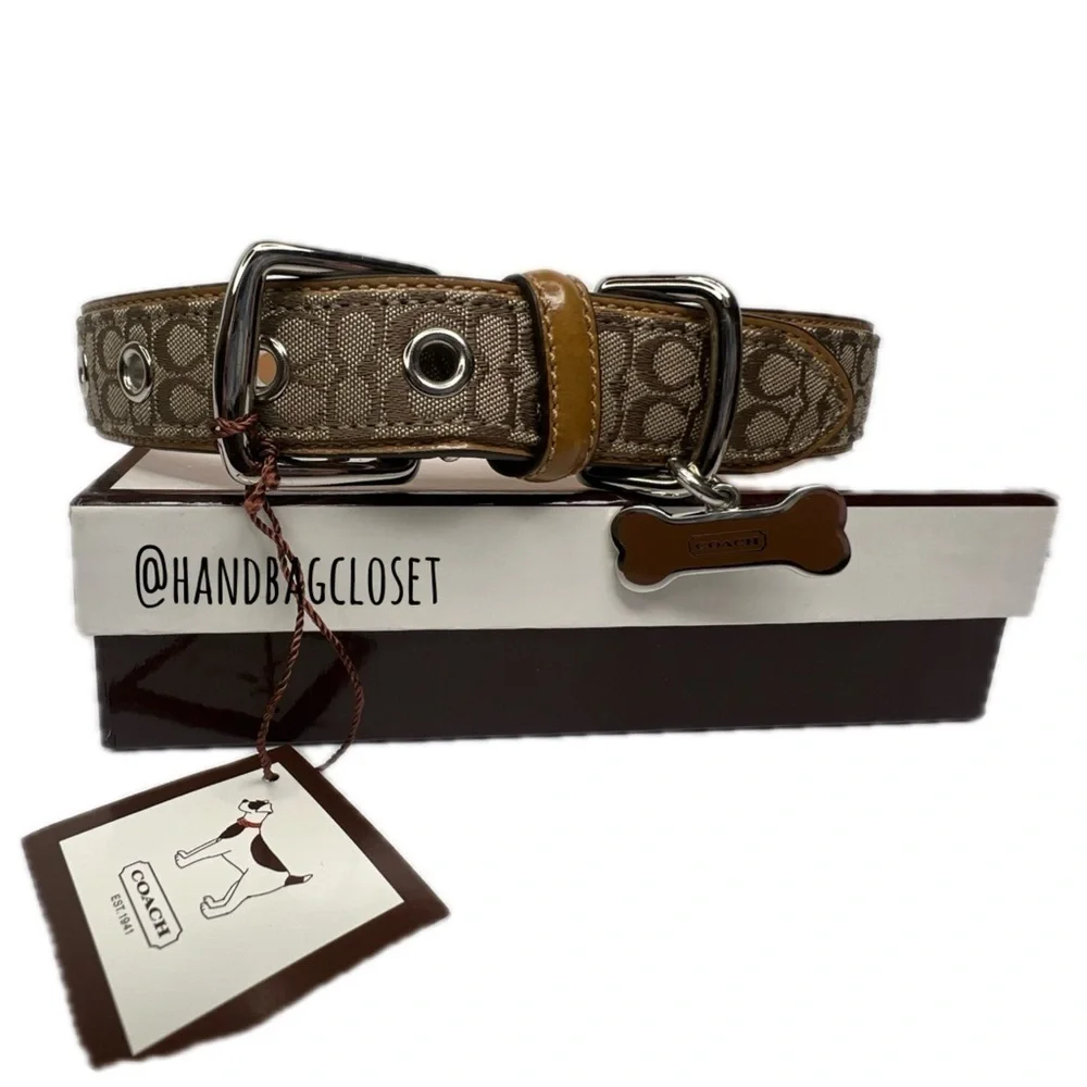 Coach Signature Leather Vintage Light Brown Tan Size Large 17-21” Dog Collar
